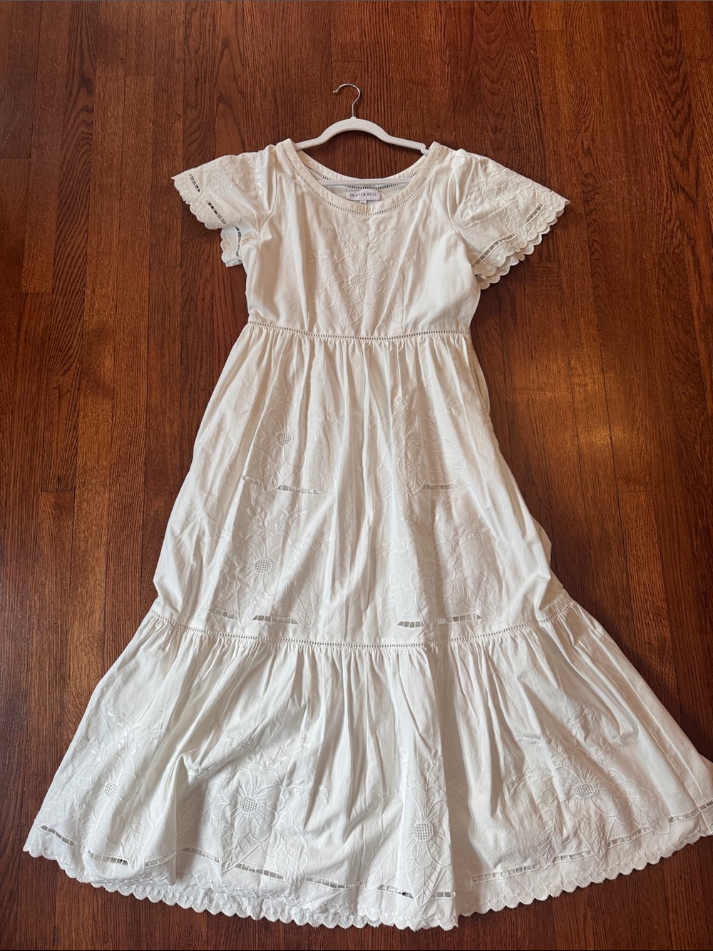 HUNTER BELL White Embroidered Maxi Dress